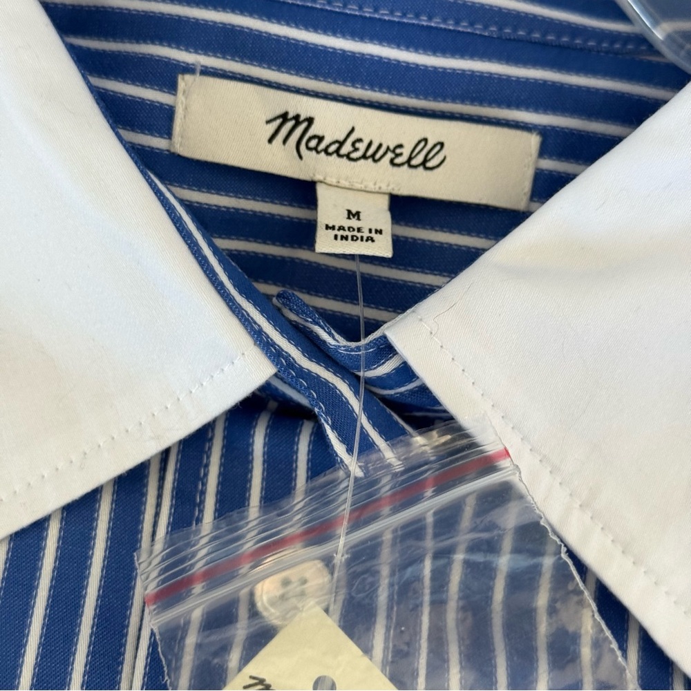 Madewell Relaxed Button Up Shirt Blue White Striped Size Medium - Picture 3 of 5